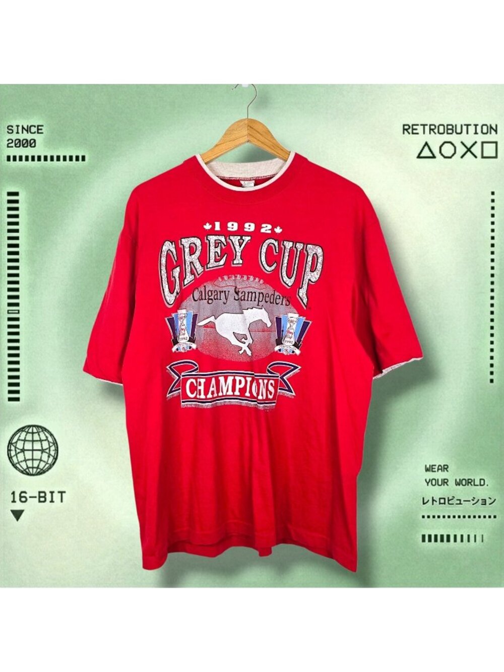 Vintage 1992 Gray Cup Champions CFL Graphic Shirt Red Size L